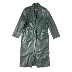 Vintage Forest Green Leather Trench